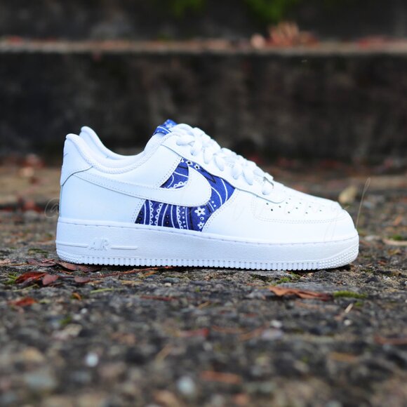 Nike Air Force 1 Low Blue Bandana Custom - Picture 2 of 12